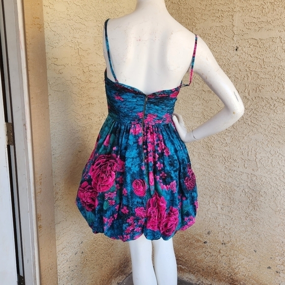 Inspire 1980s Tracy Reese Floral Silk Bubble Hem Party Dress, - Picture 4 of 8
